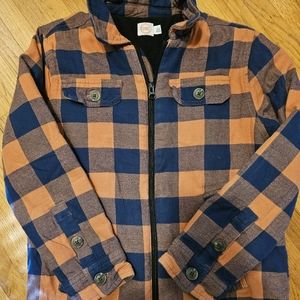 Flannel zip up shacket
